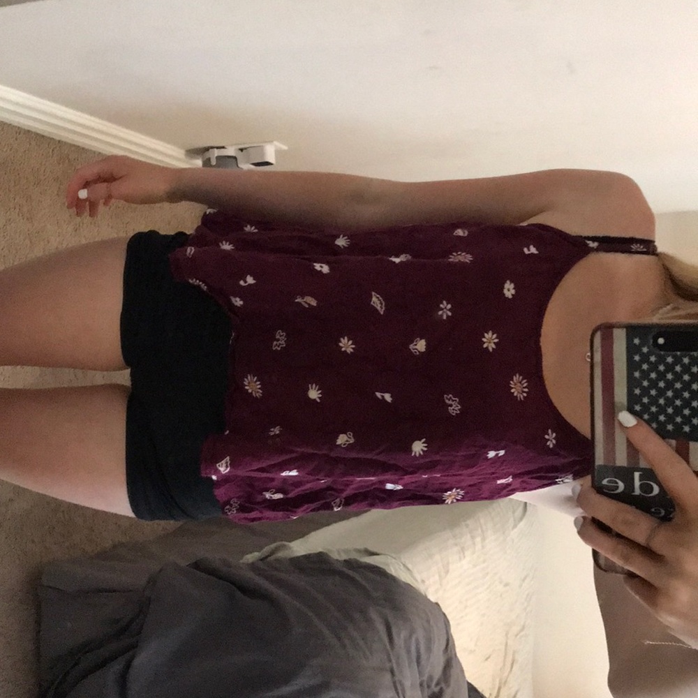 floral pattern deep purple flow tank